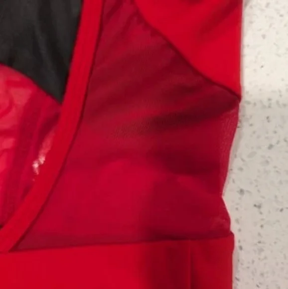 CUTE 5dancewear Five 5 YXL Extra large Gymnastics Dance Leotard CHRISTMAS RED - Picture 3 of 13